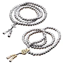108 Buddha Beads Necklace Chain Outdoor Full Steel Self Defense Hand Bracelet Chain Personal Protection Multi Tools