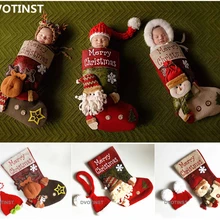 Dvotisnt детский реквизит для фотосъемки вязаная крючком Рождественская шапка+ спальный мешок для фотосъемки аксессуары для студийной фотосессии реквизит