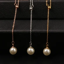 MSX Fashion Pearl Long Necklace for Women Wedding Jewelry Luxury Rose Gold Color Women Female Fashion Pearl Necklace & Pendants