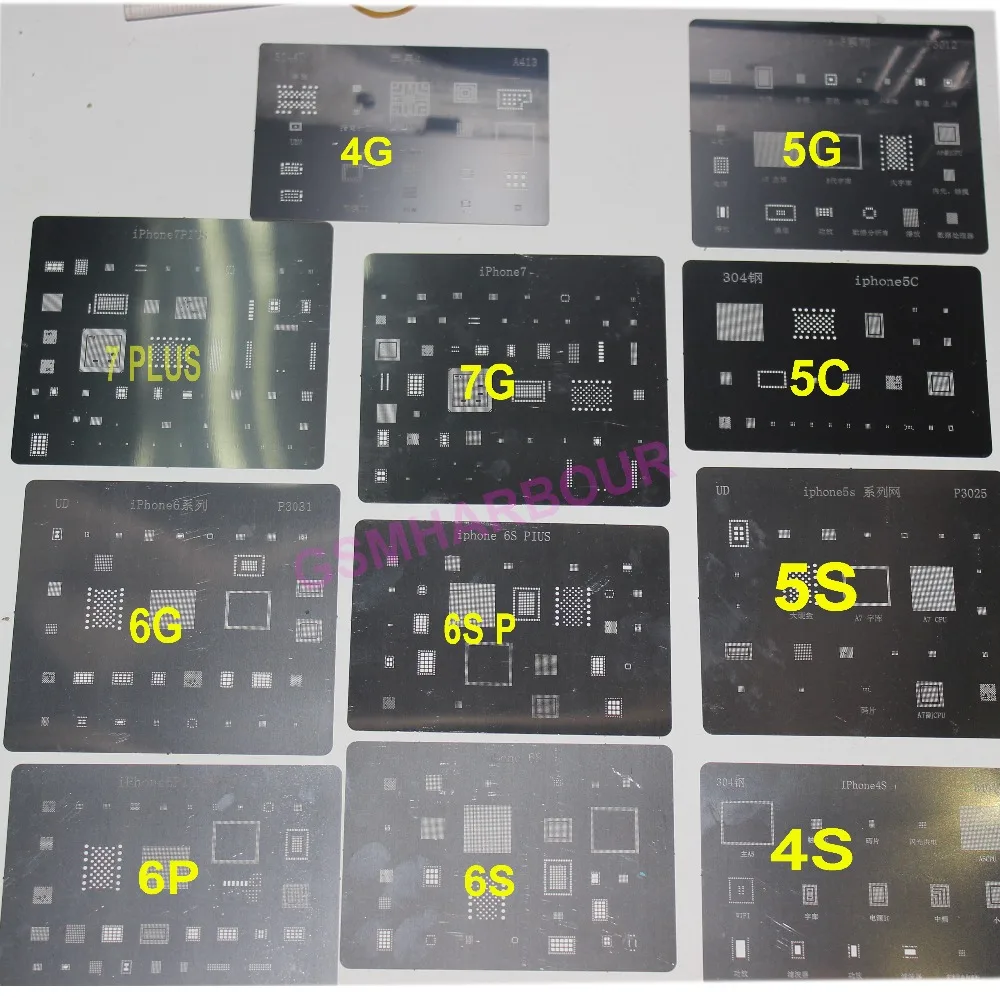 11 шт./лот, высокое качество, полный набор BGA трафаретов для iPhone 4 4S 5 5S 5c 6 6+ 6s 6s+ 7 и 7plus