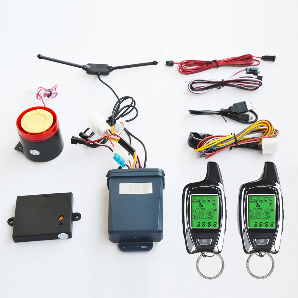 High quality SPY 5000m two way motorcycle alarm system with 2 LCD transmitters remote engine start