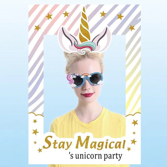 WEIGAO Birthday Party Photobooth Props Stay Magical Photo Frame For Kids Birthday Party Unicorn Photo Booth Props Party Supplies
