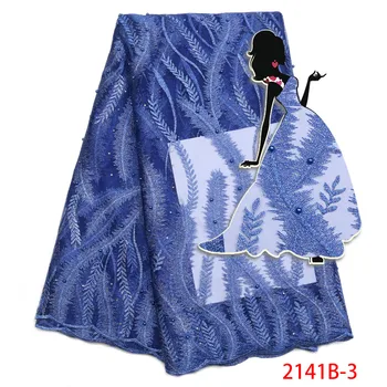 

African Lace Fabric Green French Net Embroidery Tulle Lace Fabric For Nigerian Trim Beaded Materian For Party Dress AMY2141B-2