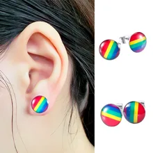 Серьги с радужным флагом, LGBT, подвеска из нержавеющей стали, серьги-гвоздики для мужчин и женщин, модный подарок, плетеные украшения для геев