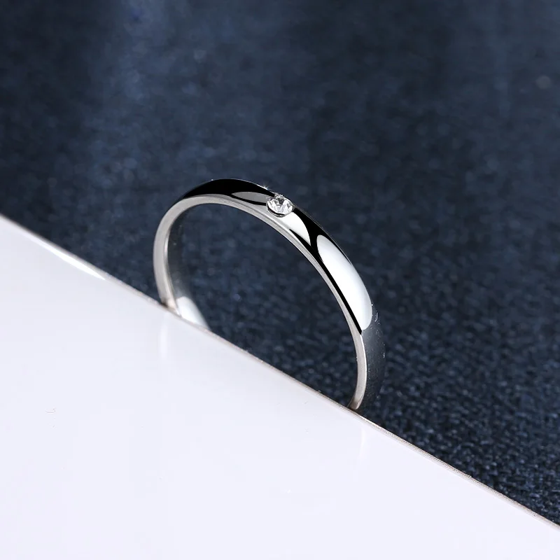 Stainless Steel Ring Finger Ring Wedding Ring For Women Men Simple One Zircon Engagement Fashion Jewelry For Party Wedding
