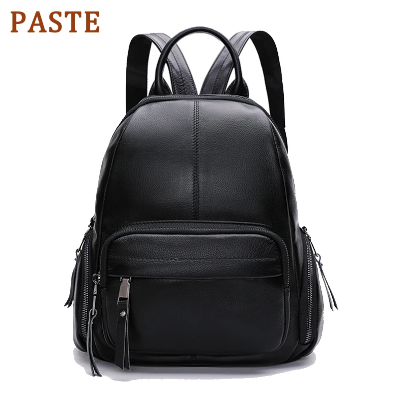 

PASTE Women Backpack Cow Leather Backpack School Bag For Girls Teenagers Vintage Backpack Large Travel Female Shoulder Bag