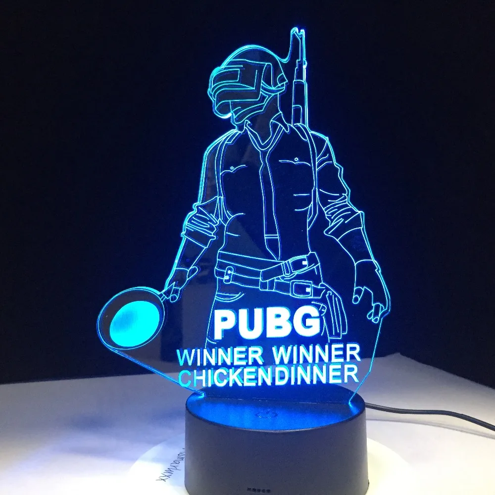 PUBG Winner Chicken Dinner FPS Game Player неизвестная 3D лампа 7 цветов светодиодный крутой новый