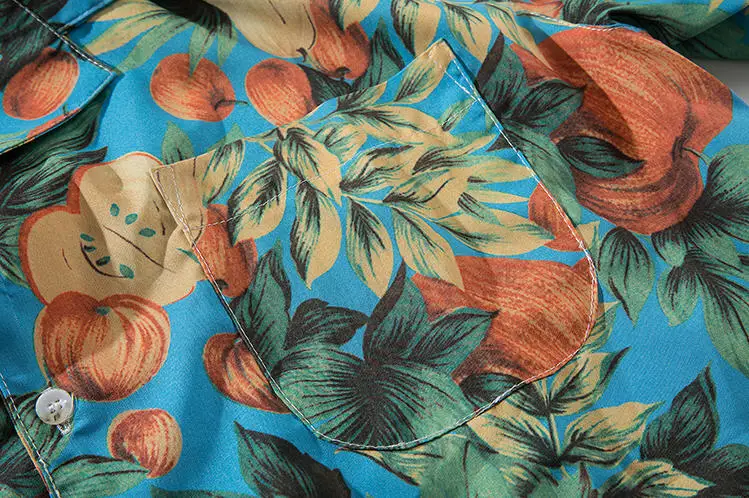 Summer Fashion Mens Hawaii Style Tree Print Short Sleeved Shirt Men Vintage Loose Hip Hop Shirt Hawaiian Shirts Ds50312