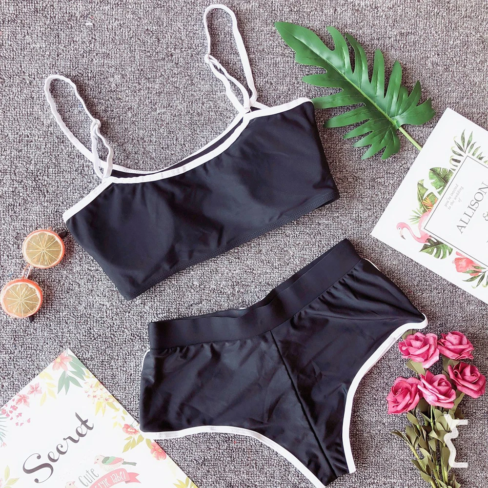 Sport Bikini 2019 High Waist Swimwear Women Sexy Bandeau Swimsuit two-pieces bikini set Push up Biquini female Yoga Bathing Suit Sport Bikini 2019 High Waist Swimwear Women Sexy Bandeau Swimsuit two-pieces bikini set Push up Biquini female Yoga Bathing Suit