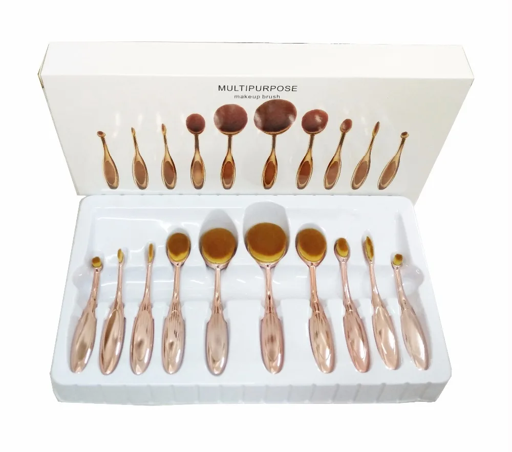 Original Brand Soft Elite Oval Toothbrush Makeup Brush Set MULTIPURPOSE Professional Foundation Powder Brush Kit