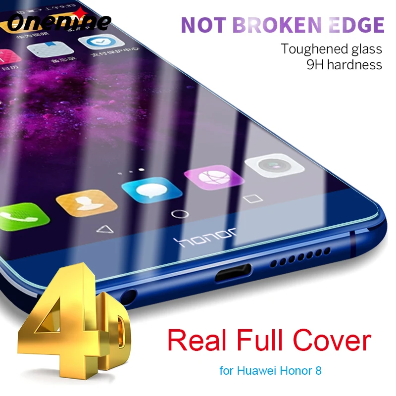 

Onenine Full Cover 3D Premium Tempered Glass for Huawei Honor 8 Screen Protector 5.2 Inch 0.26mm 2.5D Explosion Proof Guard Film