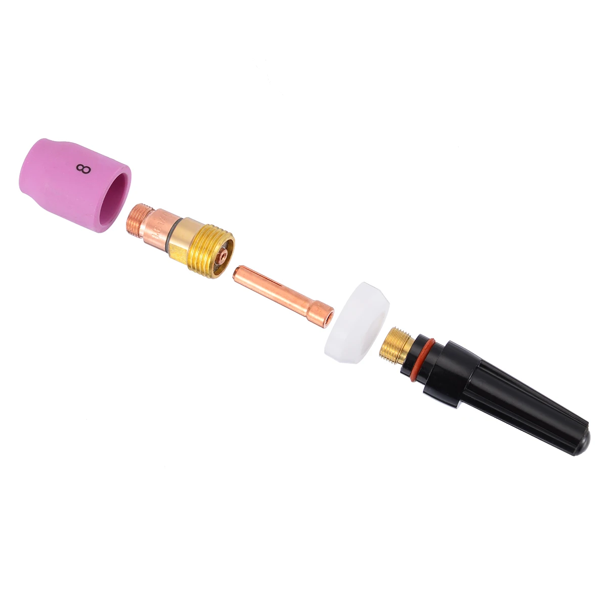 5Pcs TIG Gas Lens Kit Welding Torch Stubby Cup Gas Collet Body Lens Kit Fit WP-17 WP-18 WP-26 TIG Welding Torch