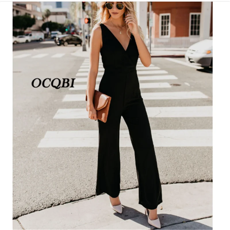

Fashion Sexy Casual Jumpsuits Solid Plus Size 2019 Long Off Shoulder Loose Black Women Summer Jumpsuits