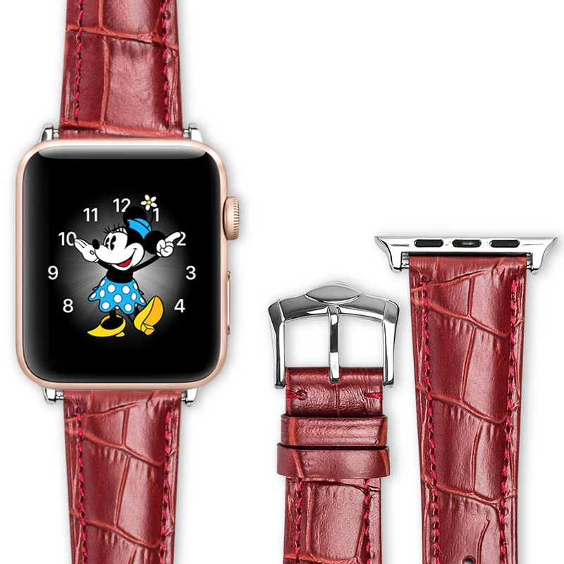 

QIALINO Crocodile Grain Women Genuine Leather Watch Strap Band for Apple for iWatch Series 3 Series 2 Series 1 42/38mm Watchband