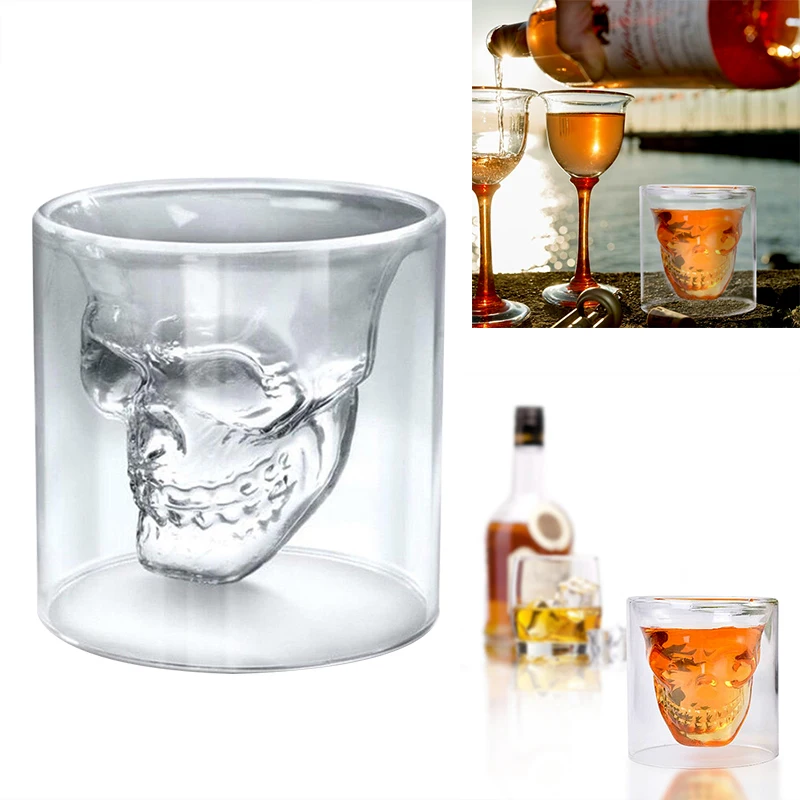 

CARRYWON 25ML Beer Glass Skull Head Beer Steins Creative Designer Crystal Party Goblet Wine Cup Fun Transparent Party Wine Glass