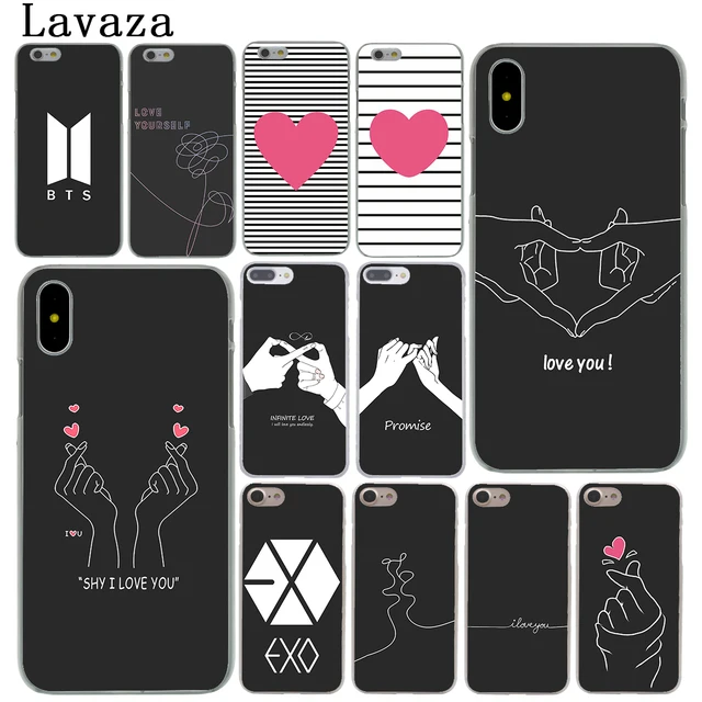 Best Price EXO kpop Heart Drawing Love on the finger Pull hook Phone Cover Case for Apple iPhone X XR XS Max 6 6S 7 8 Plus 5 5S SE 5C 4S 10