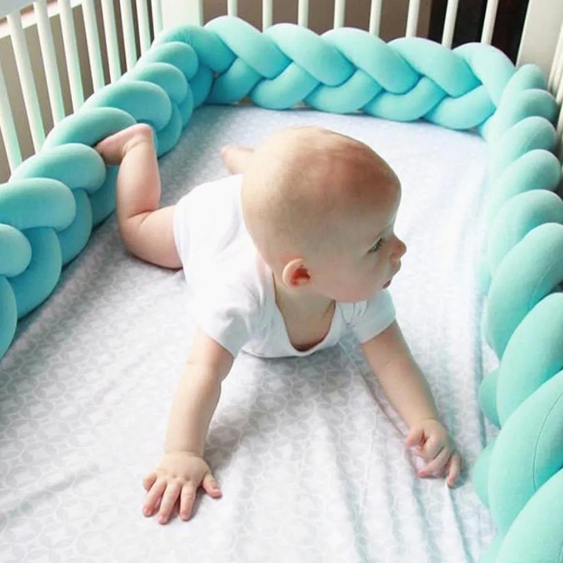 Бампер для новорожденной кровати, чистый тканый плюшевый узел, бампер для детской кроватки, защита для кроватки, декор для детской комнаты