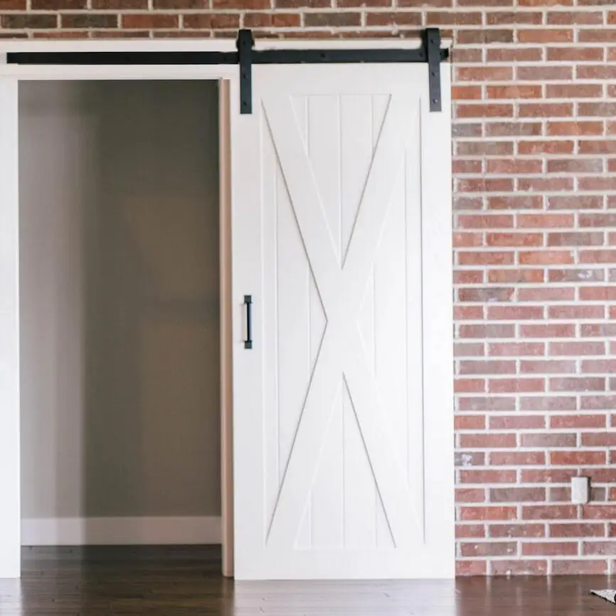 Wrought Iron Rolling Track Barn Door Hardware Track Kit Basic Smooth