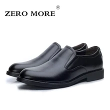 ZERO MORE Slip on Men Shoes Split Leather Leisure Fashion Pointed Toe Men’s Shoes Color Black Size 38-44