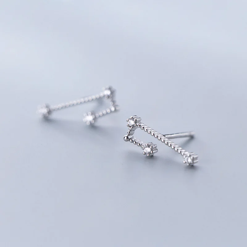 WTLTC 925 Sterling Sliver Constellations Stud Earrings Star Cluster Ear Climber Earrings Astrology CZ Ear Jackets Earrings Gifts - Окраска металла: F