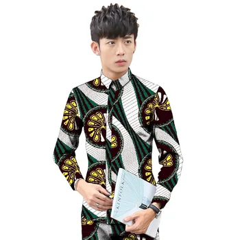 

Fashion Africa Style Man's African Dress Shirts Africa Festive Pattern Long Sleeve Shirts Men Print African Clothes For Men