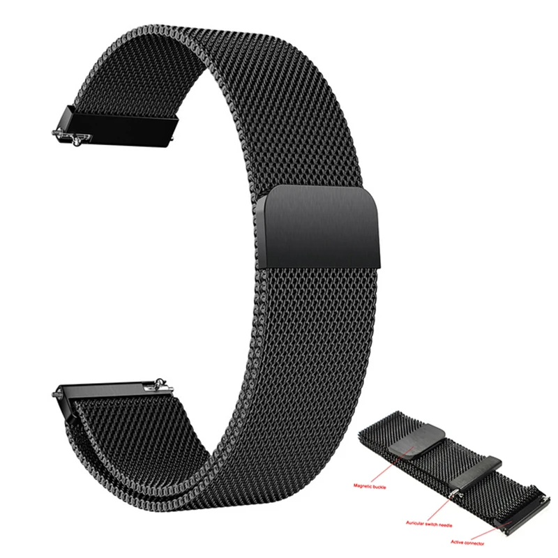 

22mm Strap for Huawei Watch 2 Pro/Watch GT Milanese Magnetic Loop Stainless Steel Bracelet Watch Band Strap Straight Metal Strap