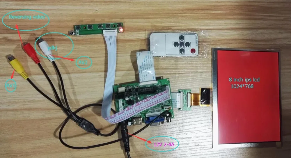 

Reversing video  Universal HDMI VGA 2AV 50PIN TTL LVDS Controller Board Moudle+8 inch 1024*768 HE080IA-01D LCD Display for Raspb
