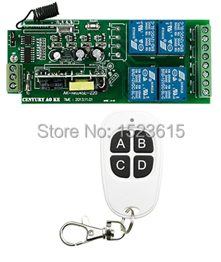 

New AC85v~250V 110V 220V 230V 4CH Radio Remote Control Switch & White 4 keys Waterproof Push Button Transmitter