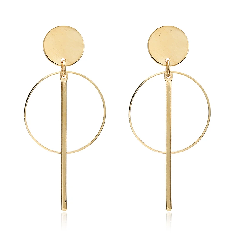 

Simple Round Metal Long Tassel Drop Earrings For Woman 2019 Gold Color dangle Earring Wedding Party Decor Fashion Jewelry Gift
