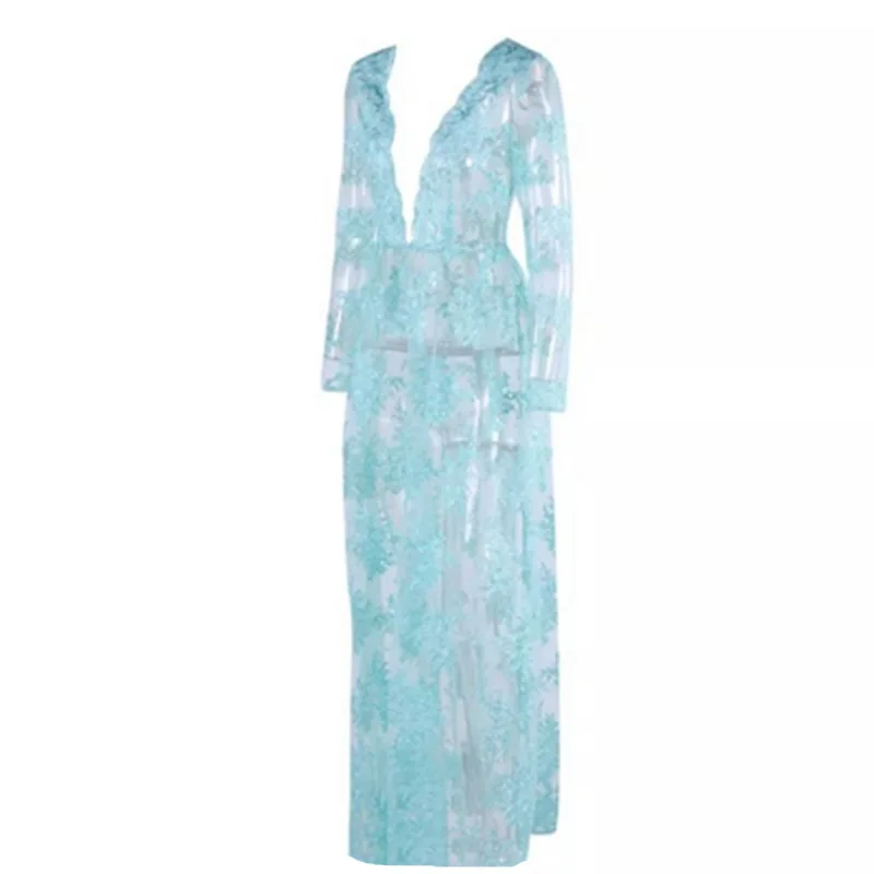 Flowers adorn the hollow hot sexy intimates full slips women blue flowers long slip underwear Rompers