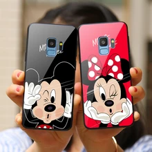 Закаленное Стекло чехол для samsung Galaxy S10 S9 S8 плюс Lite Примечание 8 9 J4 J5 премьер крышка для Galaxy A6 плюс 2018 чехол Минни Микки
