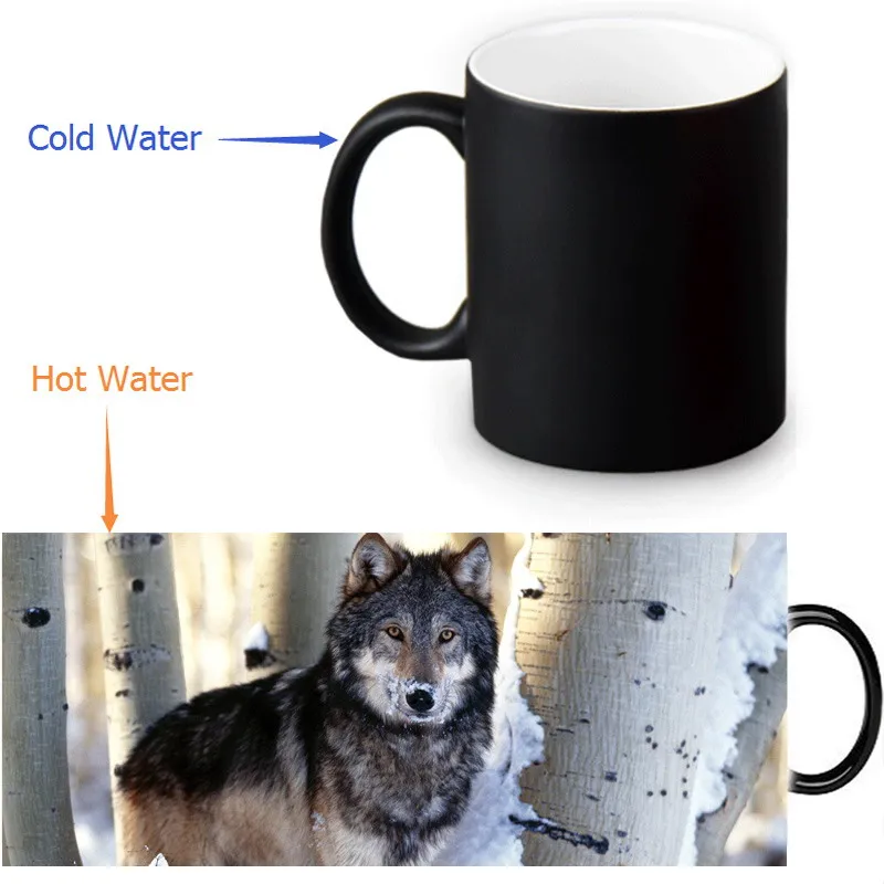 

Custom Wolf Coffee Milk Tea Morphing Mugs Heat Sensitive Color Changing 350ml/12oz Mug