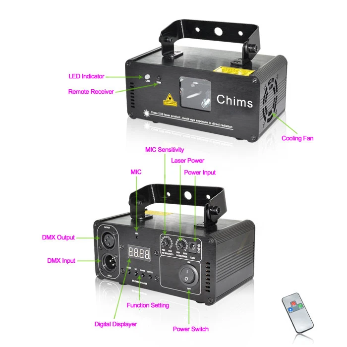 Chims DMX512 Управление этапа лазерный освещения RGB сканер проектор красочные мощный яркий луч света 400 МВт канала вечерние праздничные