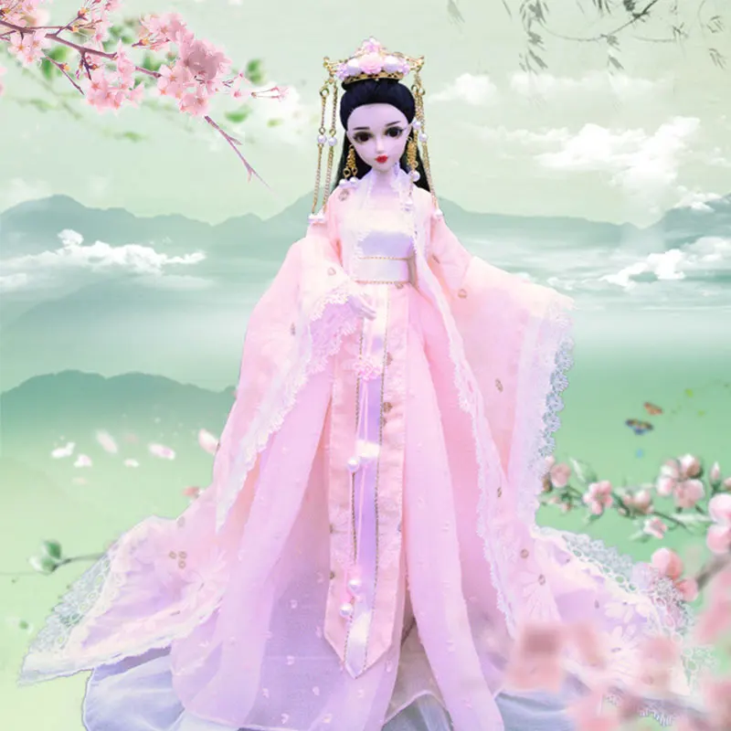 

Traditional Chinese Dolls Girls Toy Ancient Collectible Beautiful Vintage Style Princess Ethnic Doll with Ancient costume Dress