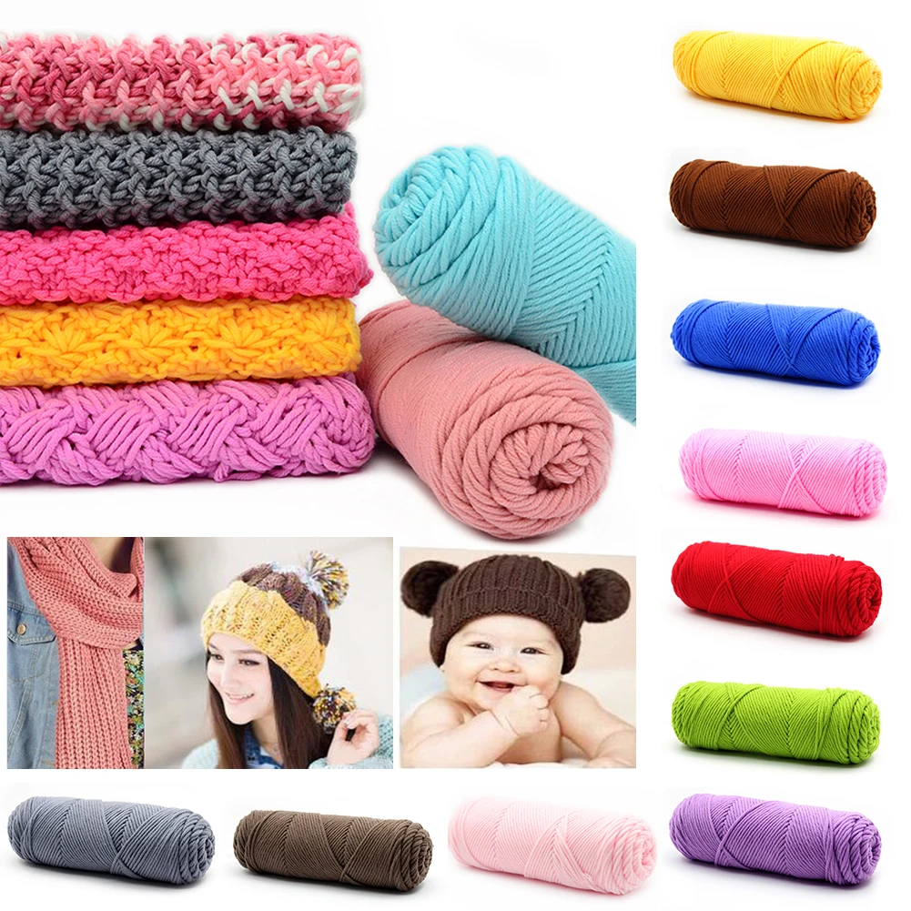 4Pcs/Lot=400g Mixed Color Baby Cotton Yarn Natural Soft Milk Thick Yarn For Knitting Wool
