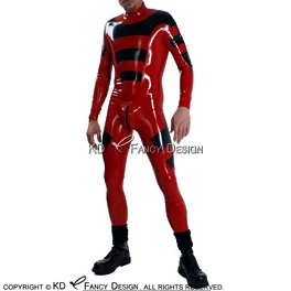 

Plum Red With Black Sexy Latex Catsuit With Shoulder Zipper And Front Crotch Zipper Rubber Bodysuit Zentai Body Suit LTY-0236