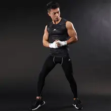Men's Sports Vest Tops Compression Tops Athletic Running Training Gym T-shirts Dri fit Base Layer Outdoor Running Tops