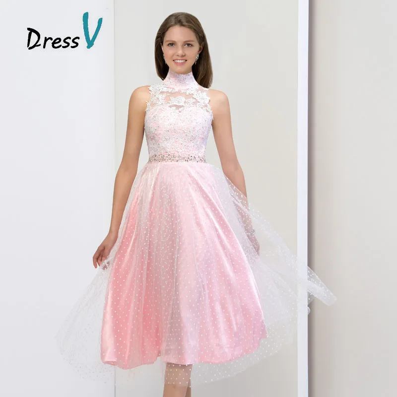 Dressv Gorgeous Sheer High Neck Backless Junior Prom