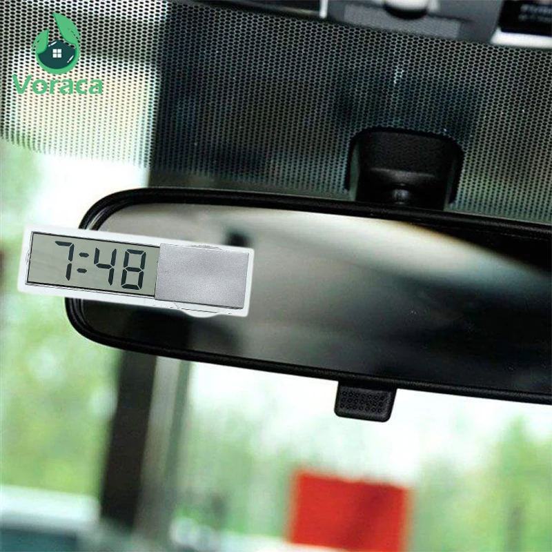 

Mini Digital Car Electronic Clock Mini Durable Transparent LCD Display Digital Car Timer Clocks With Sucker Universal Home Decor