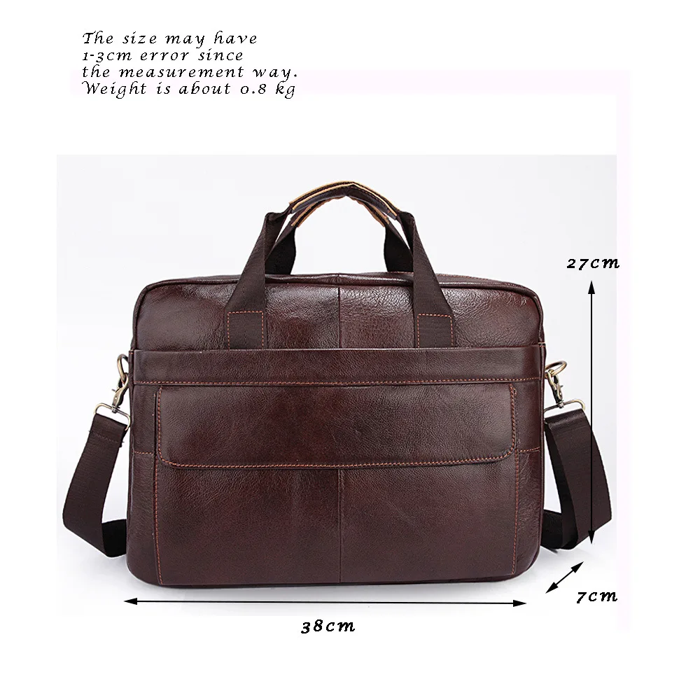 Мужской деловой портфель из натуральной кожи, сумка из коровьей кожи для ноутбука, деловая сумка 14 15,4 дюймов, черный и коричневый цвета