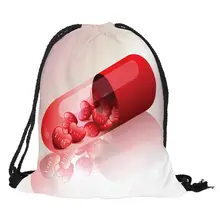 День Святого Валентина цифровая печать сумка с веревкой с английским "любовь" Сердце/капсула