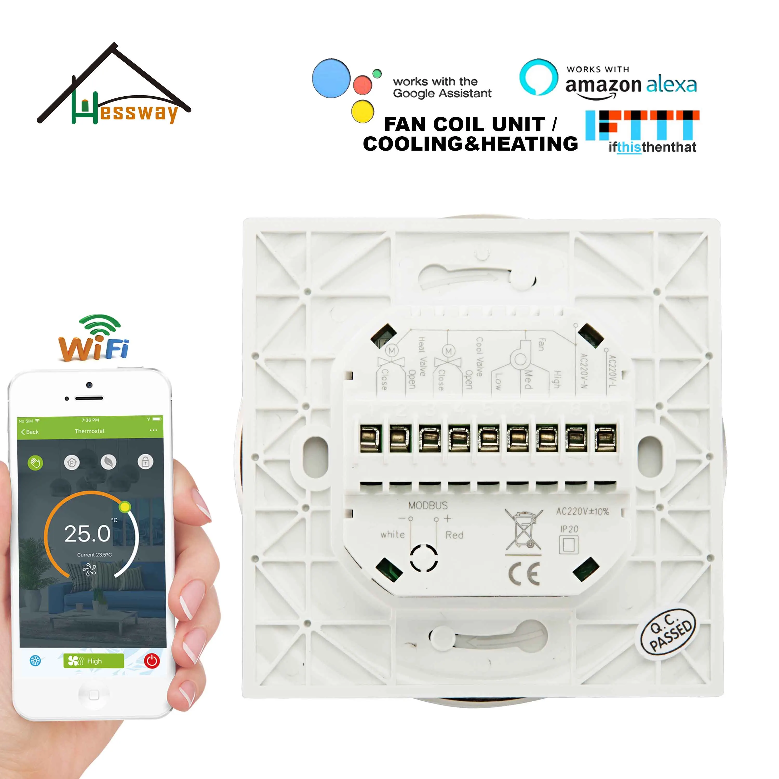 Wi Fi термостат HESSWAY TUYA охлаждение нагрев для умного google home рисование