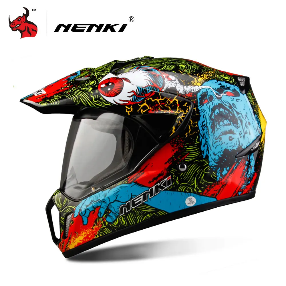 NENKI мотоциклетный шлем для мужчин, шлем для мотокросса, красный мотоциклетный шлем для мотокросса, шлем в горошек - Цвет: red skulls