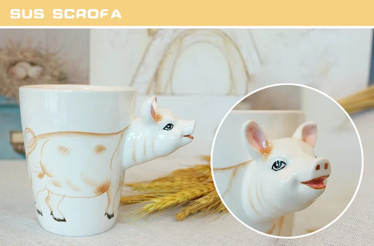 400 мл могучий керамическая кружка кофе креативный подарок 3D фигуры животных ручная роспись Олень жираф Корова Кролик с рисунком собачки и