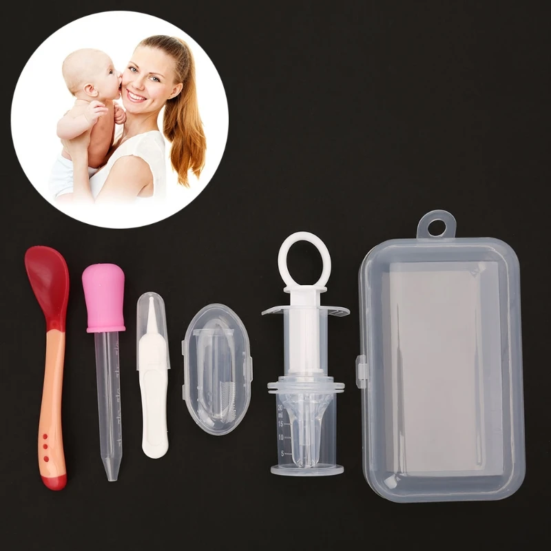 

NoEnName-Null 5pcs Newborn Baby Kids Medicine Dispenser Dropper Toothbrush Health Care Kit