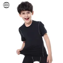 YEL быстросохнущая Колготки для новорождённых Детский костюм Фитнес спортивная Короткий рукав Детская Джерси Бег рубашка тренажерный зал Обувь для мальчиков и девочек Футболка