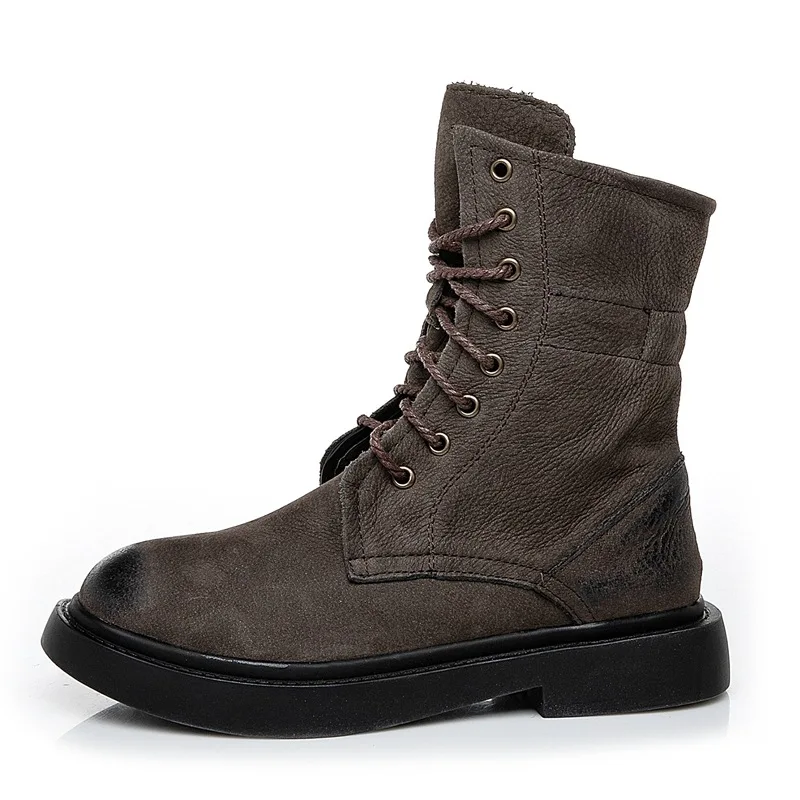 

Spring and autumn original handmade leather cowhide round head in the tube retro casual comfortable women's leather boots