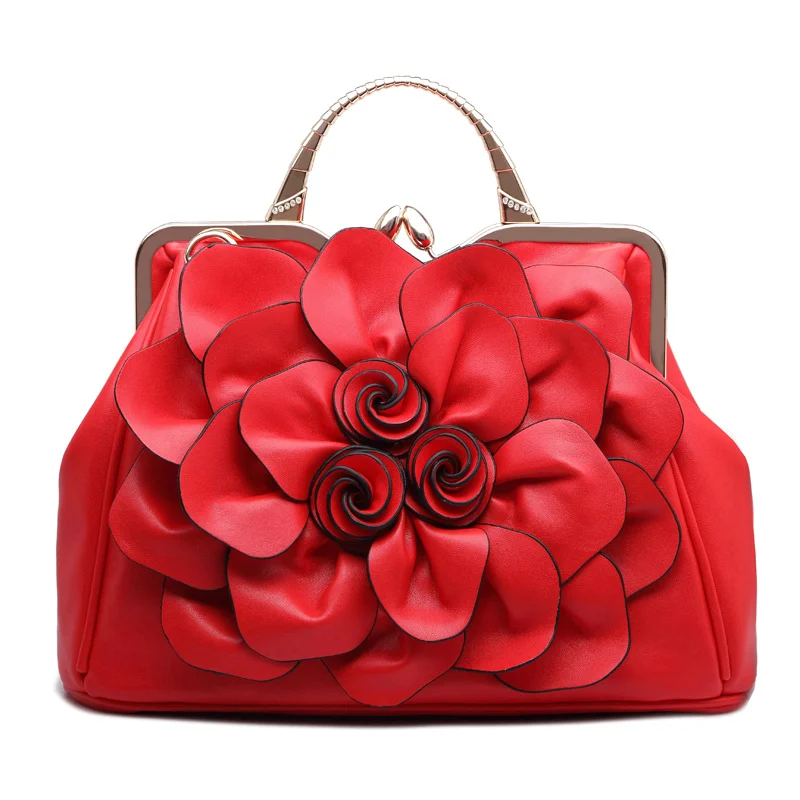 QIAOBAO женская сумка через плечо сумка-тоут цветок сумка с замком мешок основной borse di marca bolsa feminina роскошные сумки женские сумки - Цвет: Red