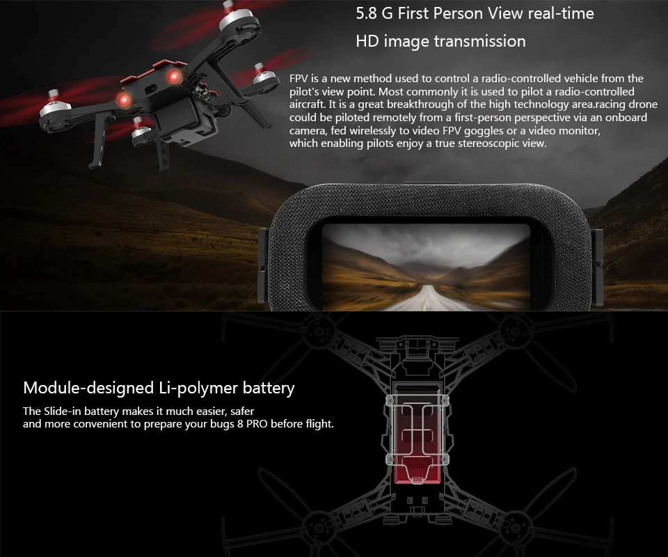 MJX B8Pro RC Drone Quadcopter Brushless With 2204 1800KV Motor 3D Flips Remote Control Drone Toy Aircraft 5.8G PFV Goggle Drone (8)