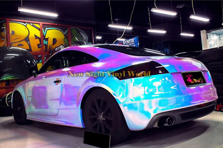 Premium Pink Rainbow Chrome Vinyl Wrap Sticker Rainbow Vinyl Film Bubble Free For Car Wrapping Body Film Foil